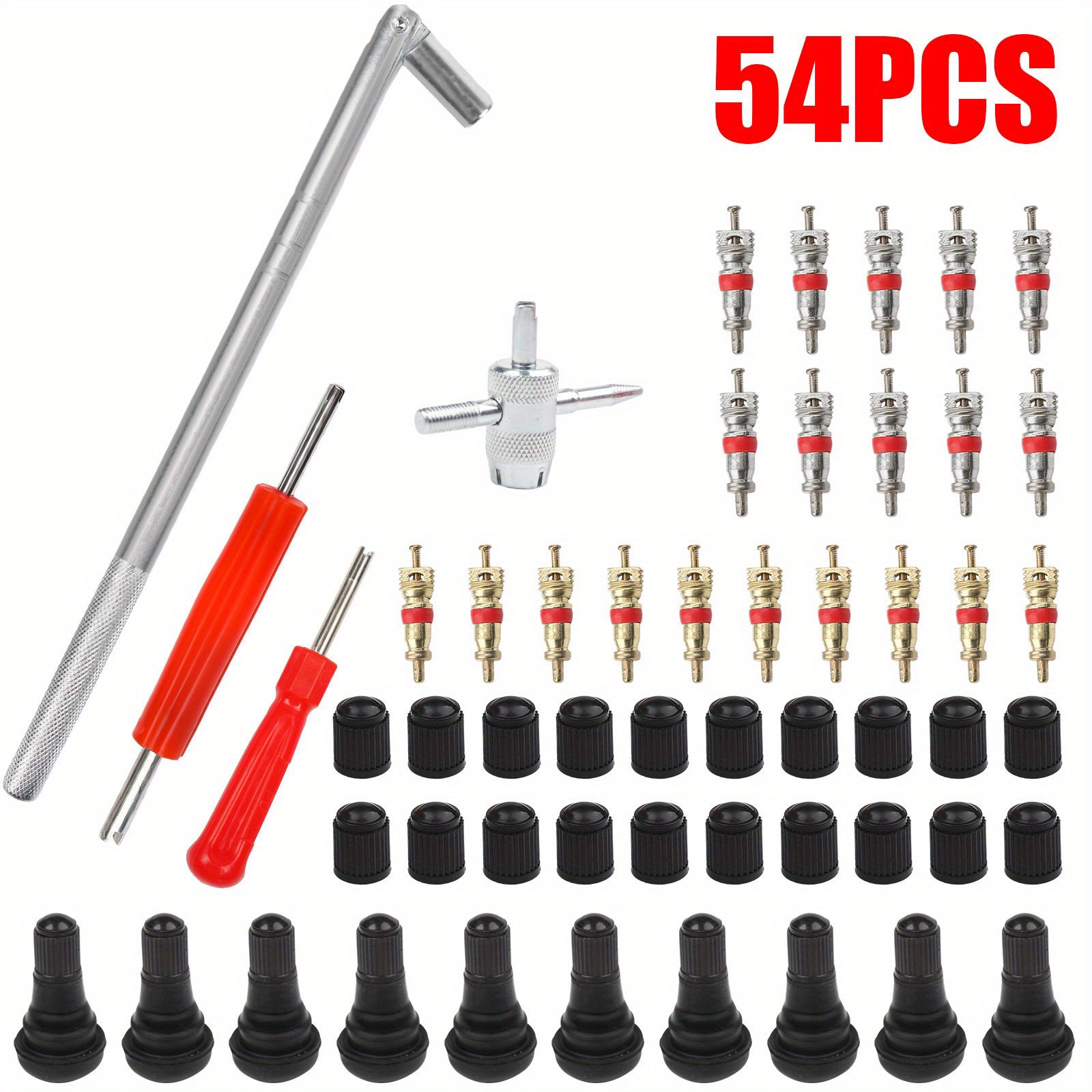 54pcs Tire Valve Stem Removal Tool Kit, Valve Stem Puller Installer Tool, Tire Valve Remover Installer Tool, Tire Repair Tool
