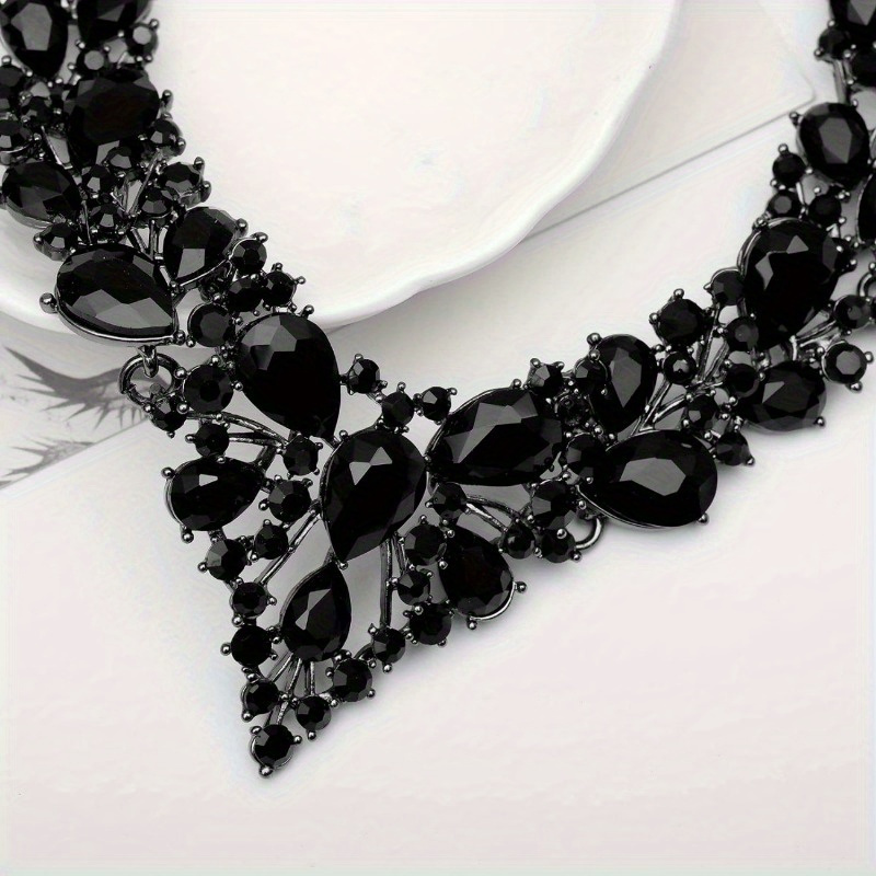 dress wedding black earrings necklace set, artificial crystal necklace  earrings, bridal jewelry set bridal wedding party dress accessories for  women gifts | High-quality & Affordable | Temu