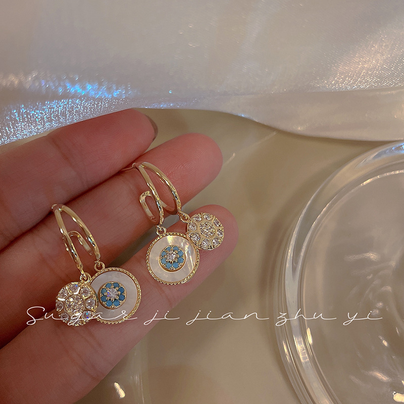 TEMU 2pcs Vintage Elegant 925 Sterling Silver Stud Earrings, Aquamarine, Dangle Earrings, With Aquamarine For Daily & Gift , Birthstone