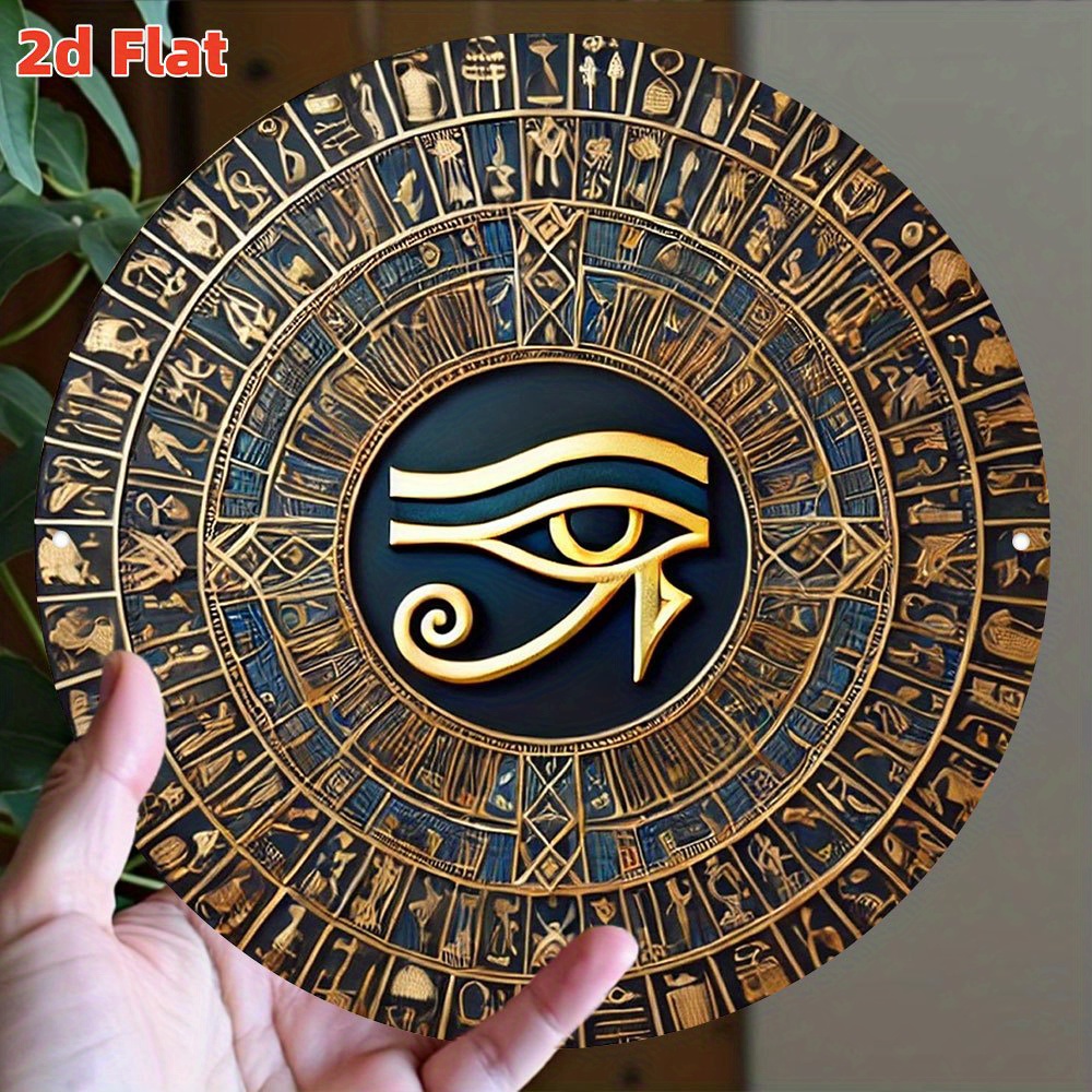 TEMU 2d Flat - Suitable For , For Spring. 2d Flat, Egyptian Horus Art - 7.8-inch Wooden Plaque With Hieroglyphs, Symbol, And - Waterproof And