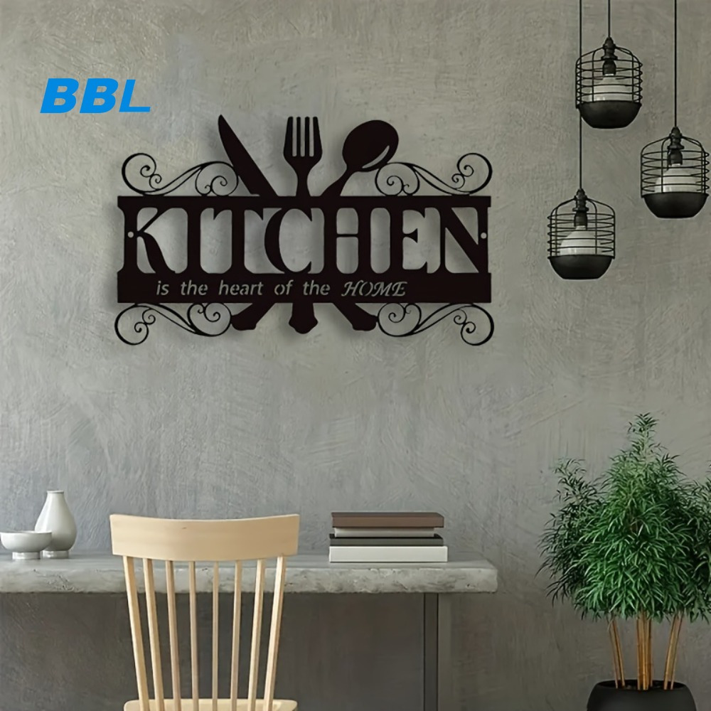 

Black Metal 'the Kitchen Is Of The Home' Wall Art Decor - , Indoor/outdoor Farmhouse Dining Room Hanging Sign, Art Deco, Craft