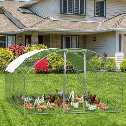 high quality poultry cages and enclosures large metal chicken coop walk in poultry cage pen with waterproof oxford roof pvc hex mesh fencing for chickens ducks rabbits quails feeding door 8x13 1x6 6