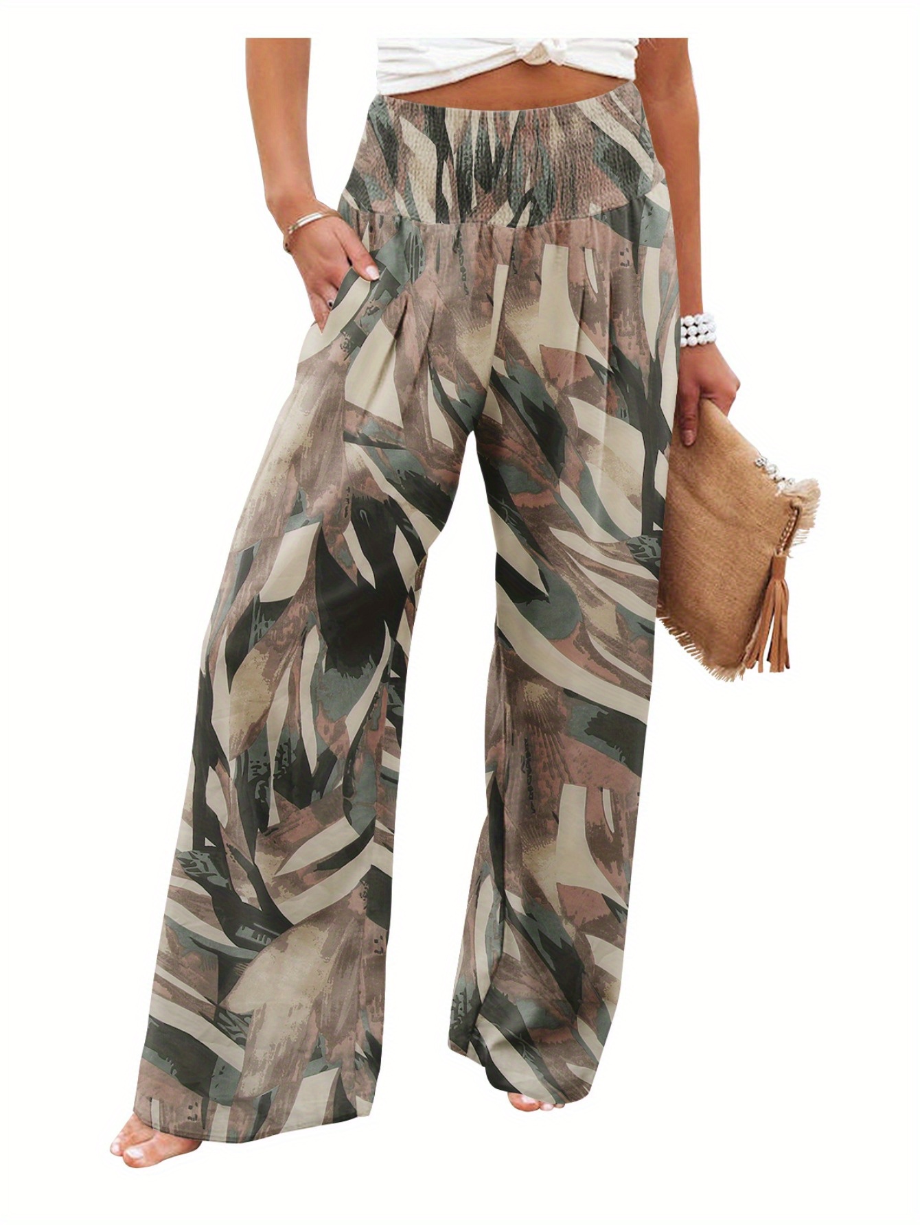 Women's High Waist full length Wide leg Pants-Temu