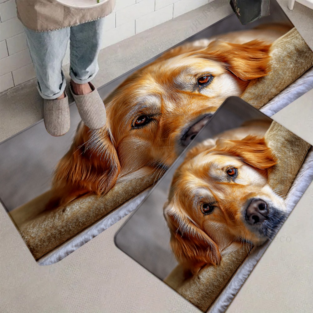 1pc extra large rectangular dog bed mat - soft plush cushioned floor bed with golden retriever design, machine washable pet bed for large rooms, ideal for small to medium dogs - cozy indoor mat for hardwood & mat floors, durable & easy clean, enhances resting experience,   home decor, christmas gift for pets, fits small to medium-sized pets, comfortable and stylish pet bed mat Product details 8