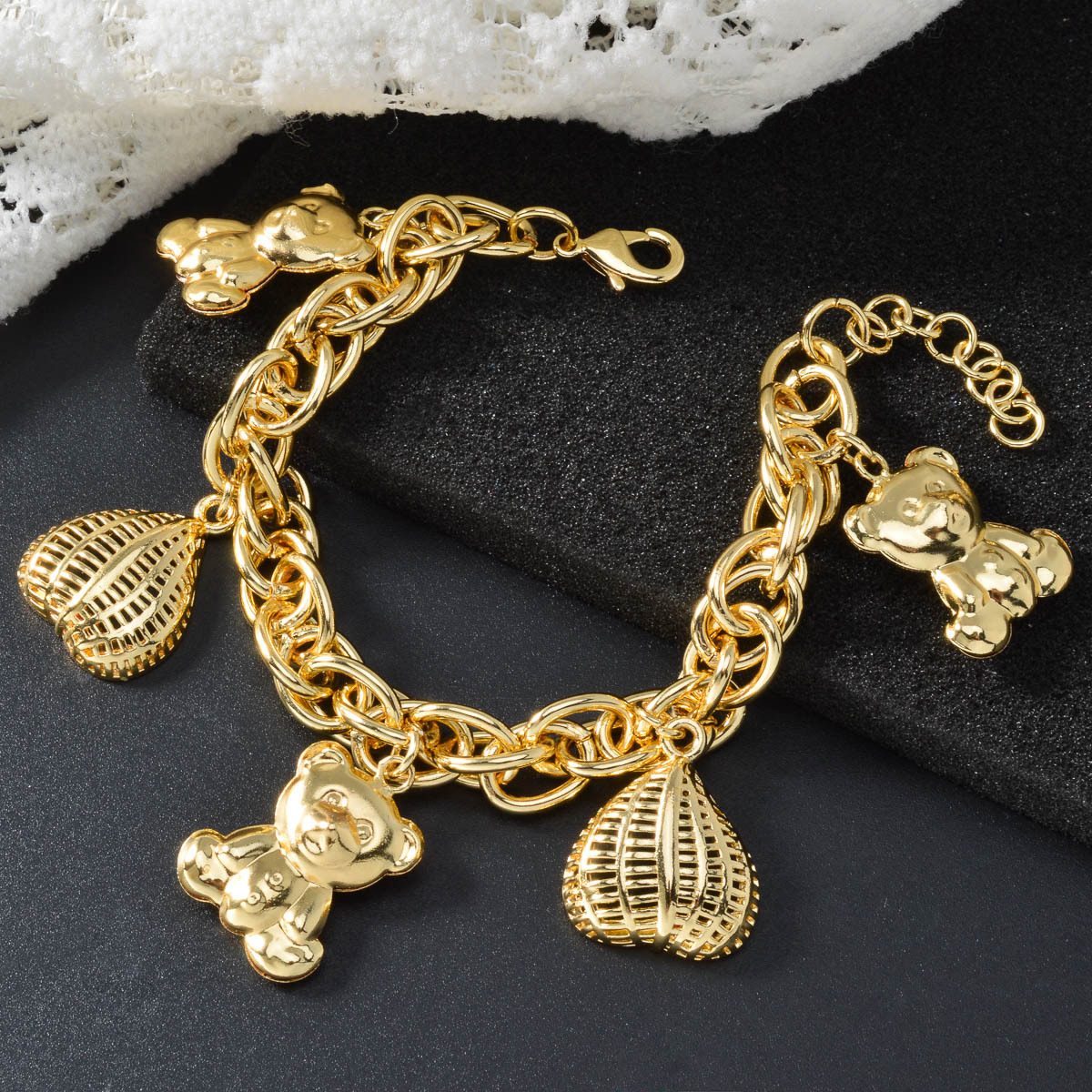 E-shop Vintage Teddybär Herz Anhänger Armband Hochzeit Party Romantisches Geschenk für Damen