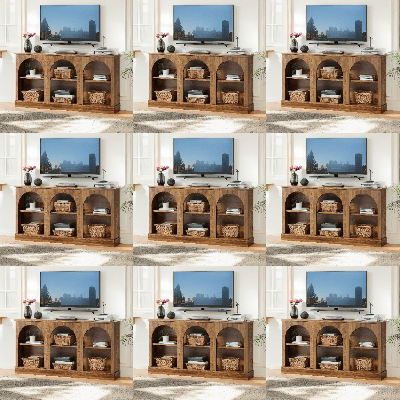 63' Long Wooden Narrow Entryway Console Table, Sofa Table With 3-tier Storage Shelves, Rustic Brown Accent Table For Hallway, Living Room, Entrance & Bedroom