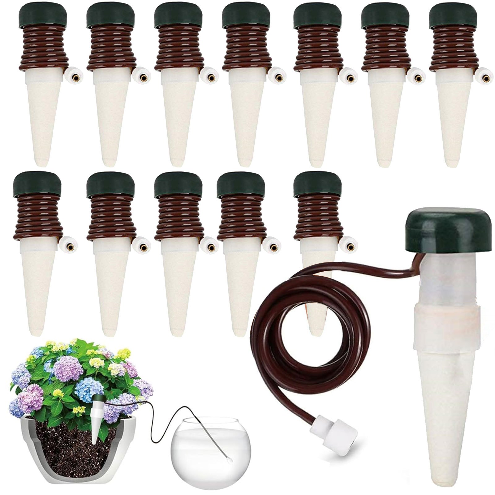 Image of 12pcs Set Of Indoor Plant Watering Spikes, Classic Irrigation System, Automatic Watering For Indoor Plants, Balcony Watering System, Plant Watering Equipment