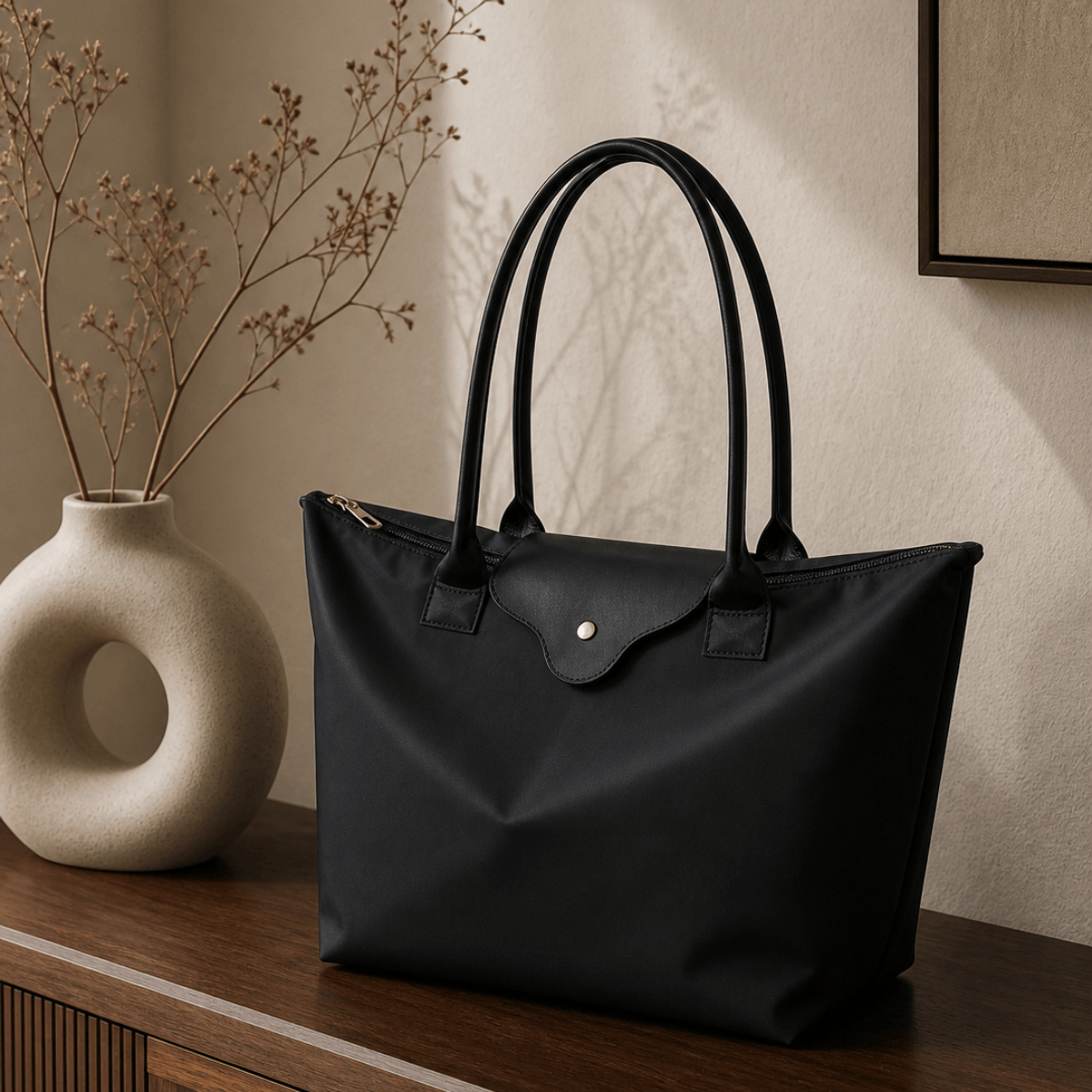 TEMU Nouveaux sacs d'été 2026 avec breloque offerte, simple, polyvalent, décontracté, polyvalent, couleur unie, grande fermeture éclair, grande , sac