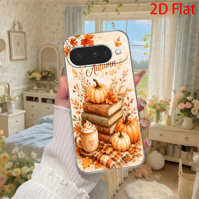 TEMU Phone Case - 2d Flat Autumn Pumpkin Warm Drink Pattern Phone Case Suitable For Google Pixel 6 6a 7 7 Pro 7a 8 8 Pro 8a 9 9 Pro 9a Pro 10 Pro Xl