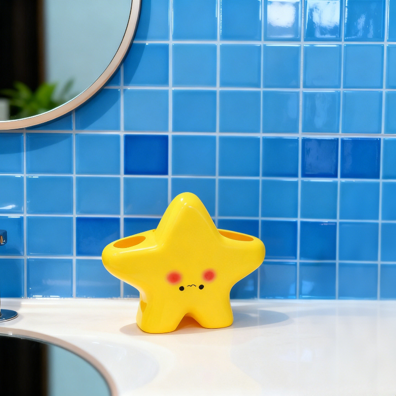 1pc Cute Star-shaped Plastic Toothbrush Holder - Bathroom Organizer, With Adorable , Durable Plastic Construction, Space- Toothbrush And Toothpaste Rack - Enhancing Bathroom's Cute Ambiance
