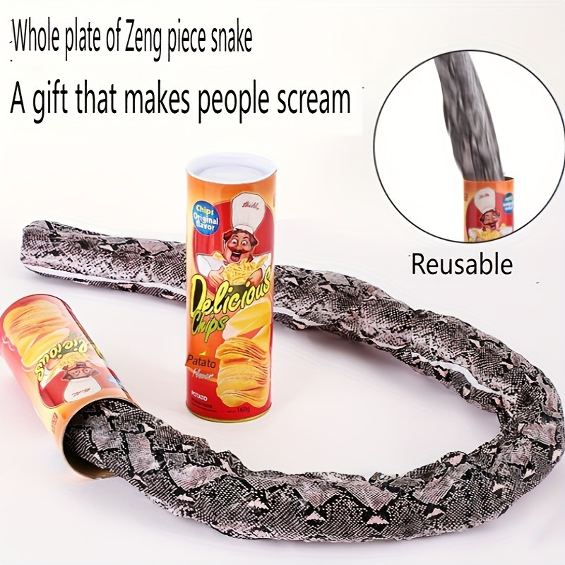 

1pc Prank Chip Can With Jumping Snake - Hilarious Surprise Gag Gift For Birthdays & Valentine's Day, Reusable Pet Material, Teens & Adults 18+