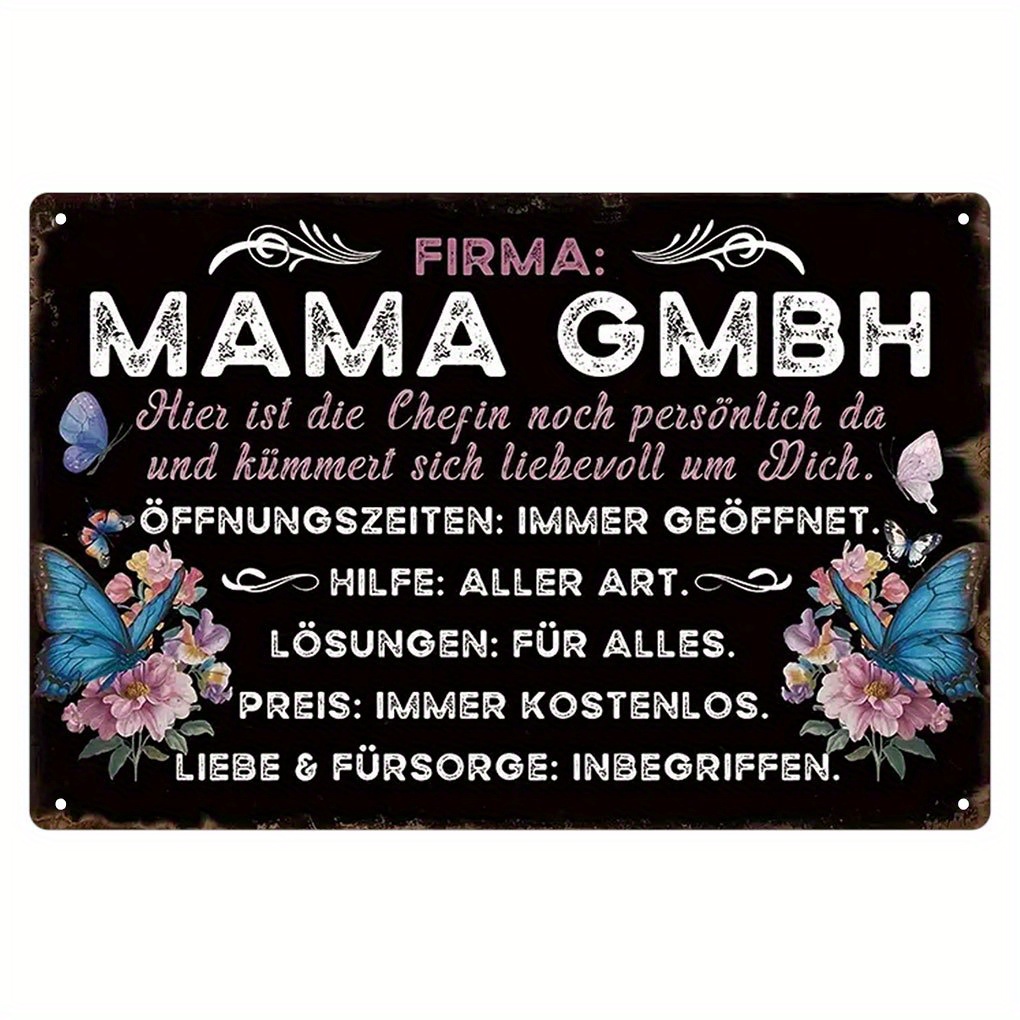 Image of 2d Flat, 1pc Metal Decorative Sign, Mama Gmbh - Plaque - Birthday Gift For Mum, Mother's Day Gift, Christmas Card, Greeting Card, Mother's Day Gift 8*12inch/ 20*30cm, Perfect For Room Decor, 2d Flat