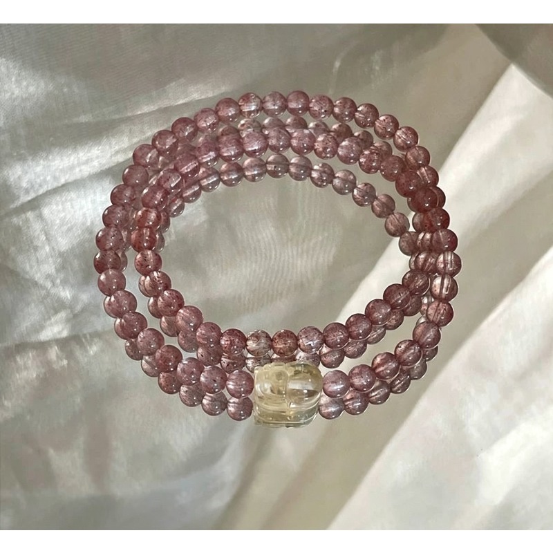 Ice-Grain Strawberry Crystal Bracelet and Necklace Set