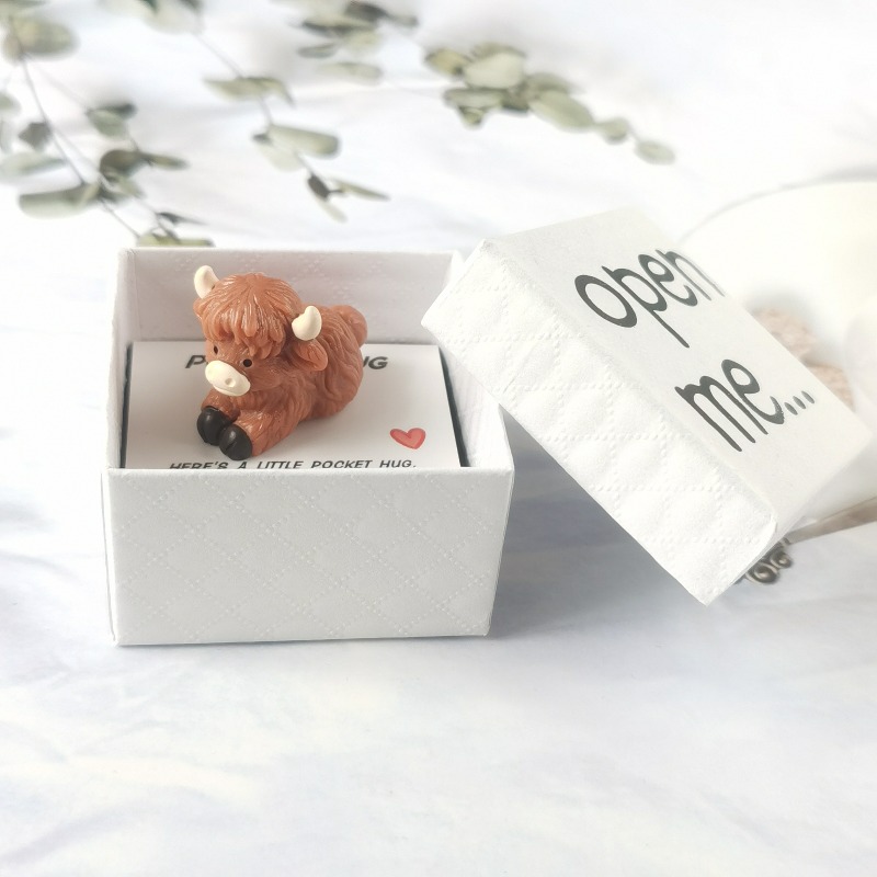 TEMU Surprise Highland Cow Gift Box With Card, Romantic Couple Present For Anniversary Birthday Halloween Thanksgiving Christmas, Party Favor