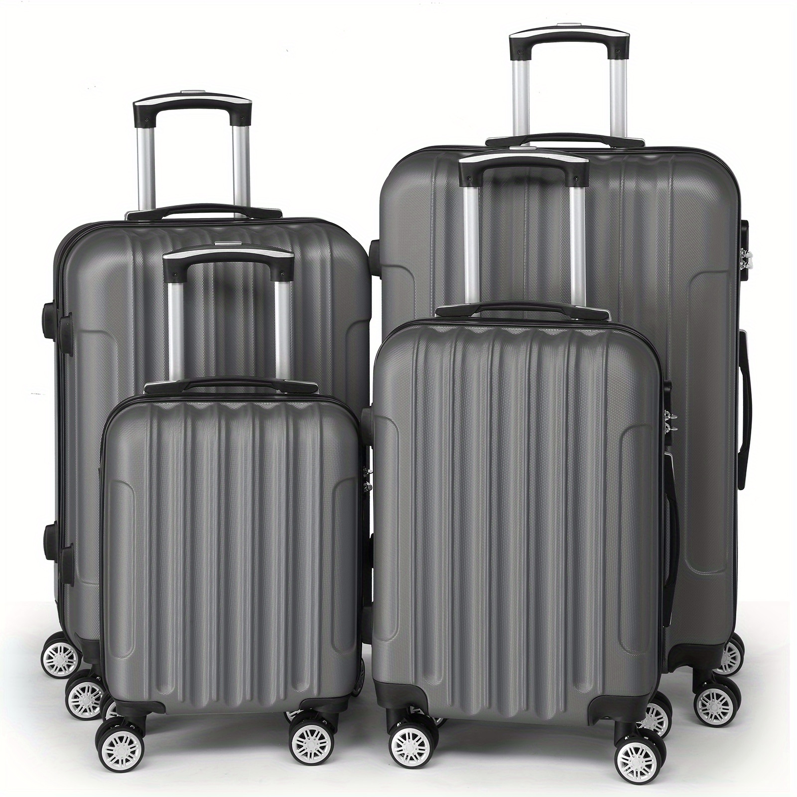 TEMU Ensemble de Bagages 4 Pièces en Coque Rigide ABS, Roues , 16in 20in 24in 28in, Coque Rigide , Valises de Voyage Légères