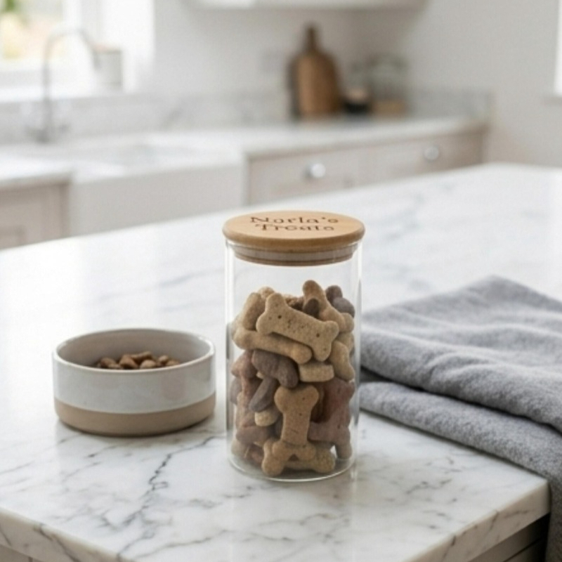 Personalized Engravable Glass Pet Treat Jar