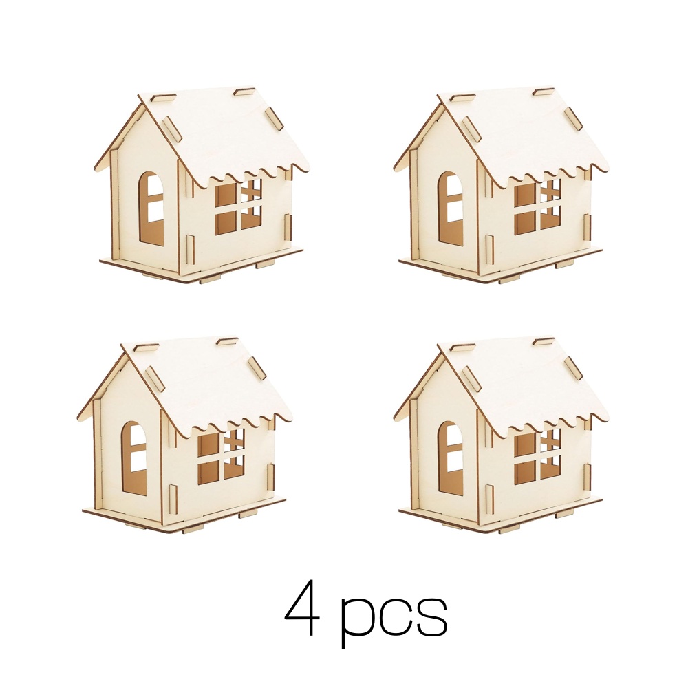 TEMU Juego de 4 piezas de adornos de festiva, casa de jengibre de madera, decoraciones de navideña de madera, multipack