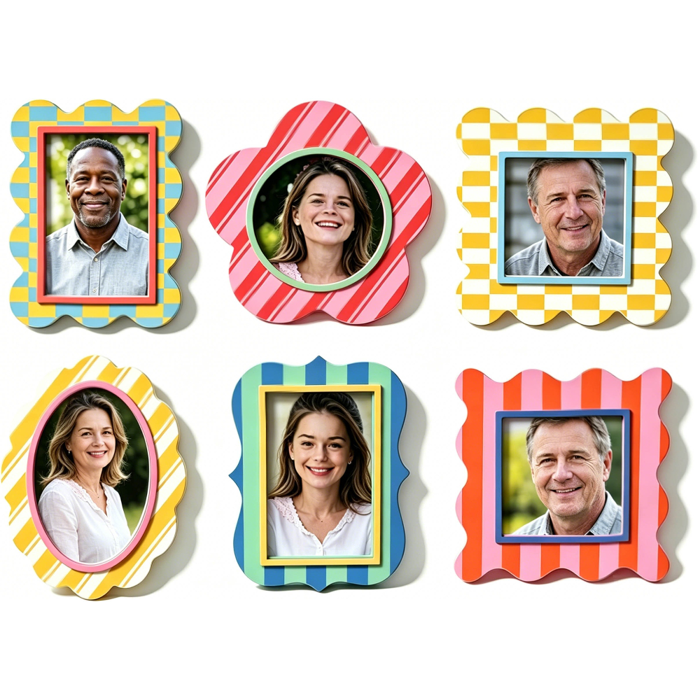 TEMU 6 Pack Magnetic Photo Frames Sets Magnet Picture Fridge Frame For Refrigerator Locker Frames Locker Decor Colorful Photo Frames Sets