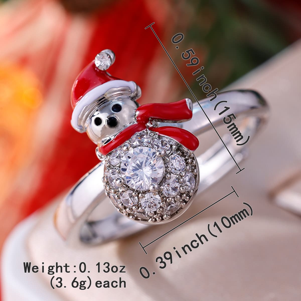 Playful Festive Christmas Snowman Ring, Vibrant Design