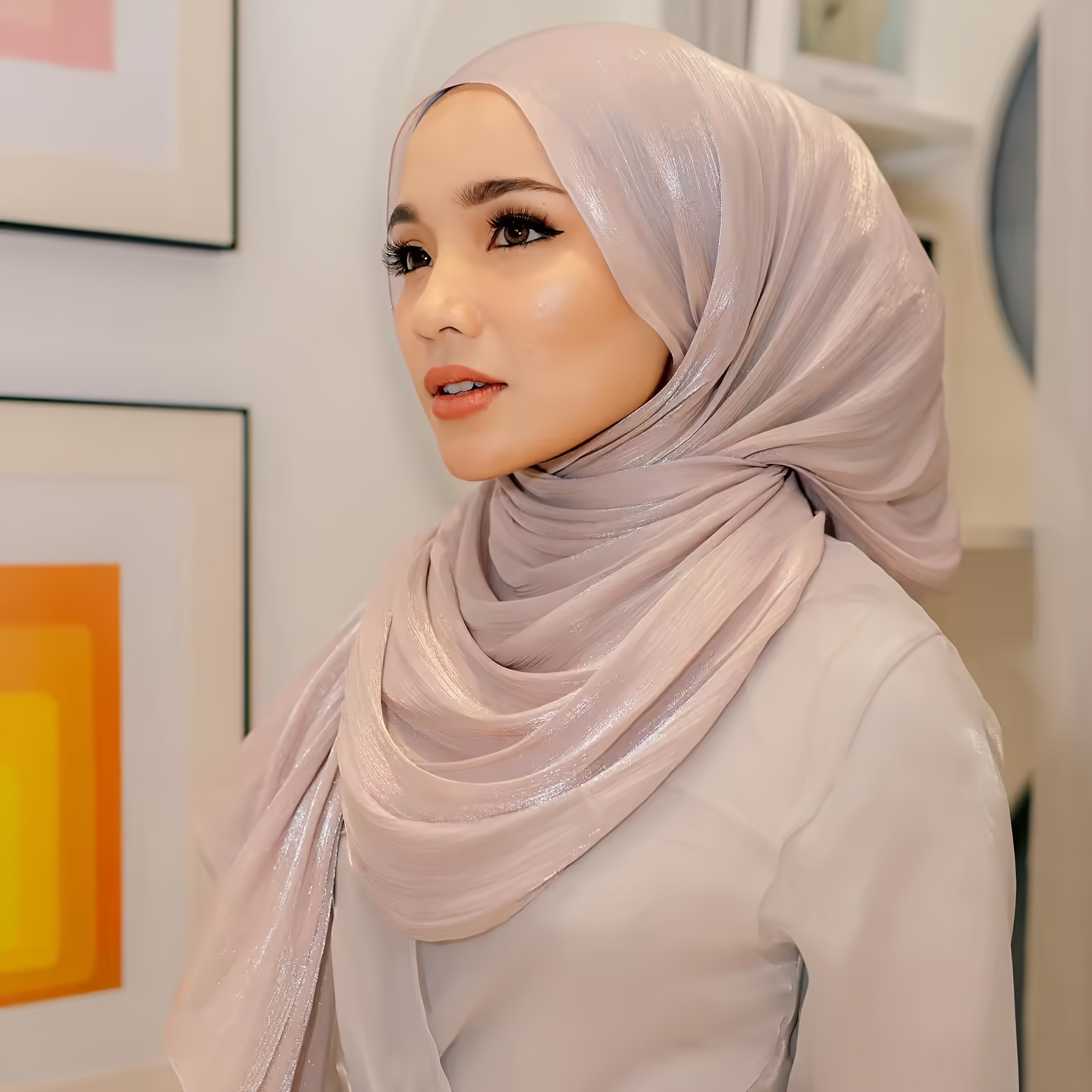 pleated chiffon shawl