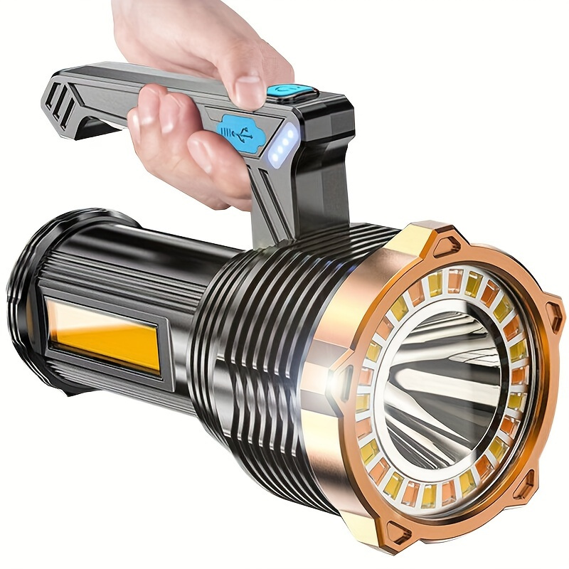 

Rechargeable Led Flashlight With Side Light - Portable, (usb/battery), , Includes Charging Cable