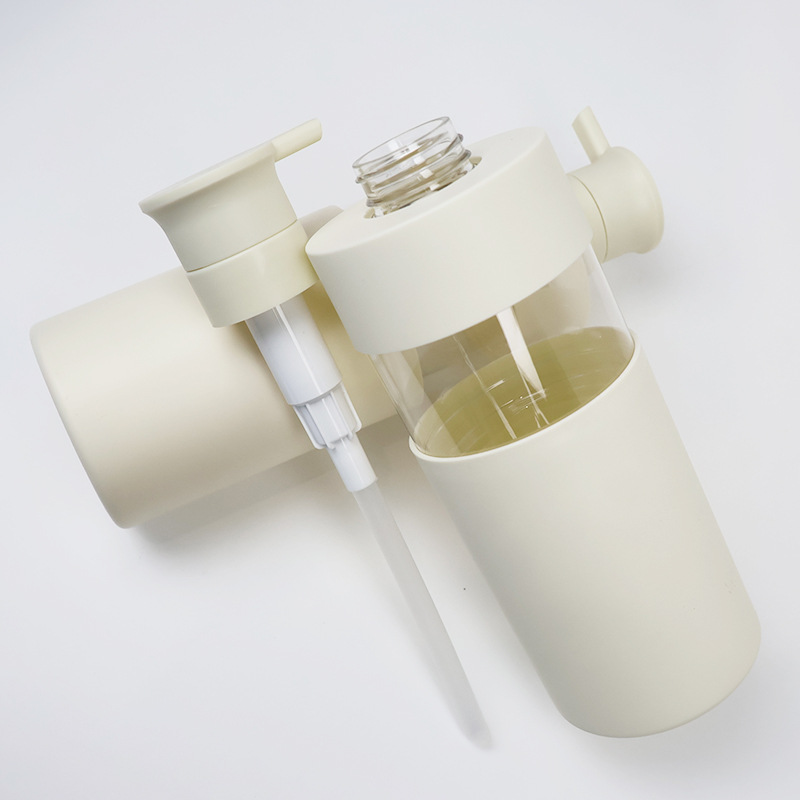 TEMU Distributeur de lotion minimaliste avec fenêtre transparente, grande capacité de 500 ml, à travers transparente, pompe à pression pour une