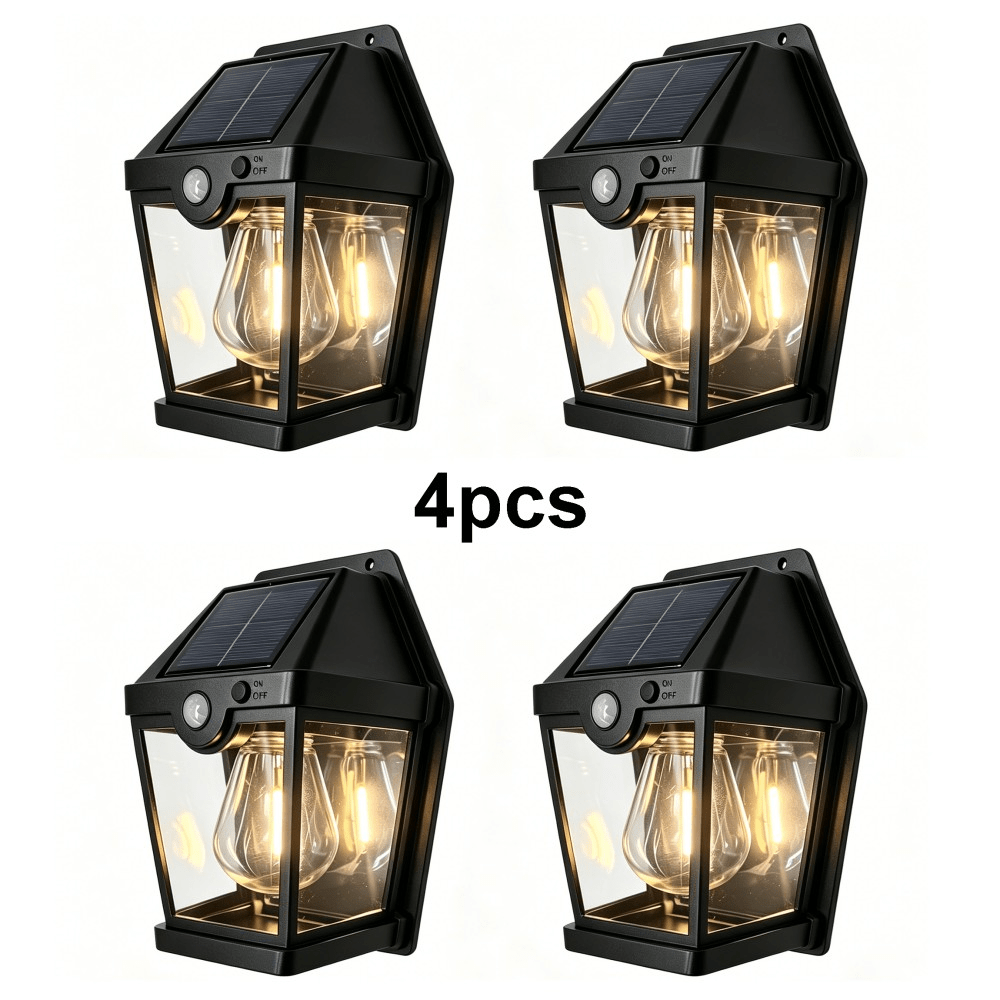 TEMU 4/2 Pack Outdoor Solar Lights, Outdoor Wall Lights Exterior Lights, Led Solar Light Human Body Induction Solar Wall Lamp Waterproof House Garden