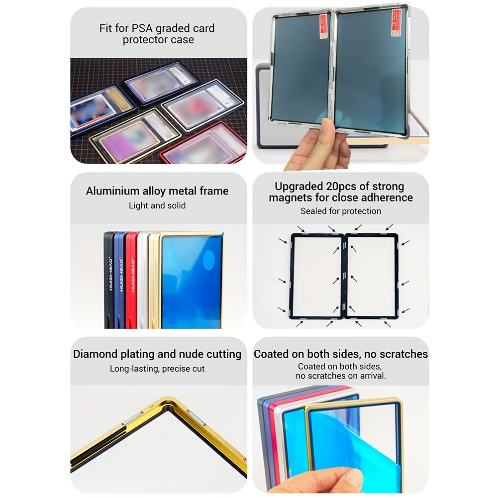 PSA Graded Card Storage Box with Integrated Display Stand And Back Support- Made of Durable Aluminum Alloy And Tempered Glass, UV Resistant, Designed for Stacking And Storing Cards And Signatures