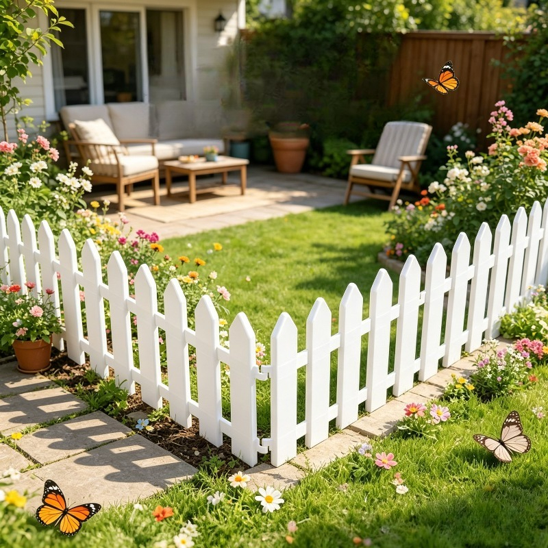 TEMU 【2.5d】 [2.5d] [2.5d] 6pcs Heavy-duty White Plastic Fence Panels Suitable For ' Play Areas, Vegetable Gardens, Christmas & Holiday Decorations,