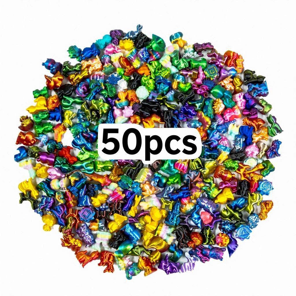 TEMU 50pcs 3d Printed Set With Unique Imaginative Animal Designs In Diverse Styles And Various Animal Types. Great For Room Decor Garden Decoration