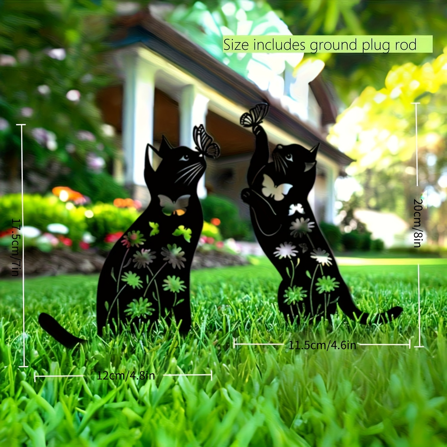 E-shop 2D Flat - 【2D Flat】 2D Flat - [2D Flat] 2D Flat, 2er-Set Gartenstatuen mit schwarzer Katze - Transparente