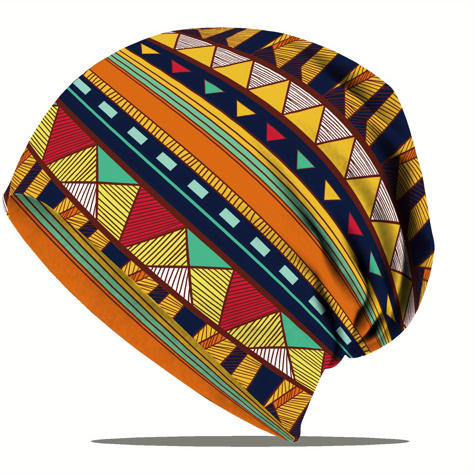 TEMU Un conjunto de estampados digitales vibrantes con patrones geométricos, sombrero holgado de estilo bohemio para mujer - , ajuste elástico,