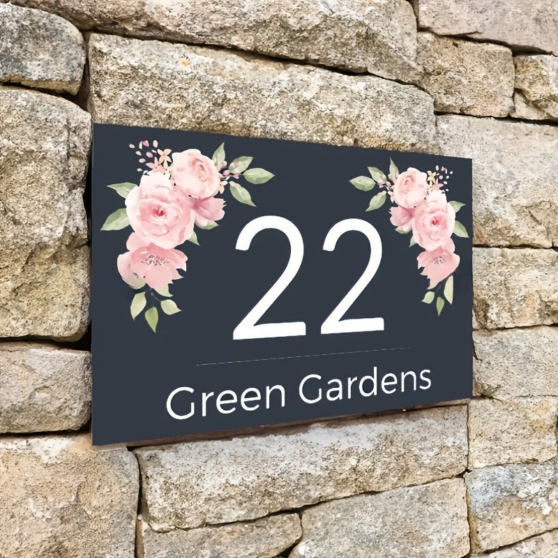 TEMU [retro Aluminum Sign]custom Personalized Signs, Modern House Numbers, Address Plaques, Rose Floral Decor - Custom House Numbers - Home Decor For
