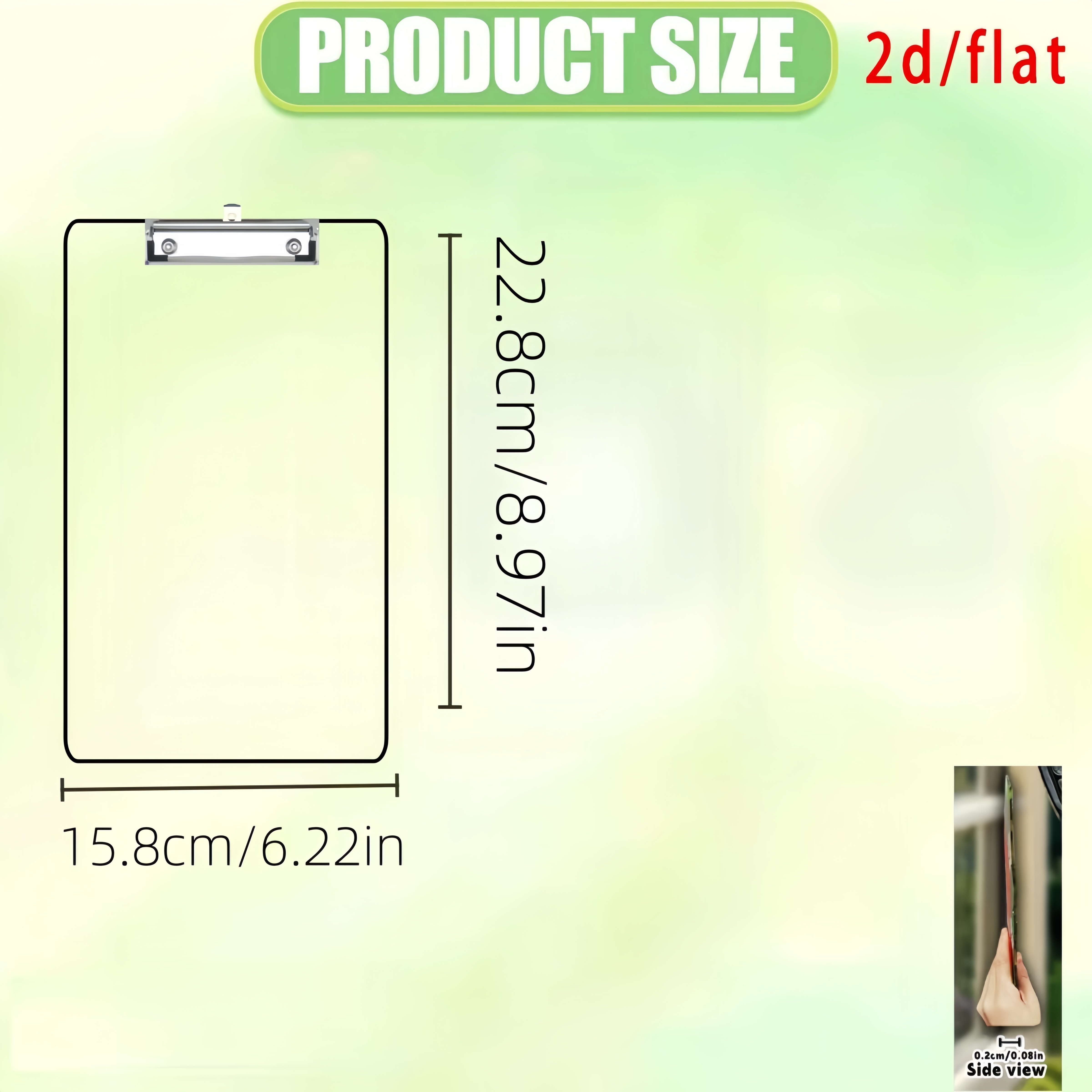 TEMU 2d Flat 1pc A5 Size Acrylic Clipboard, Durable Plastic Writing Board, Suitable For Data Clips For , Invoices, And Service Forms