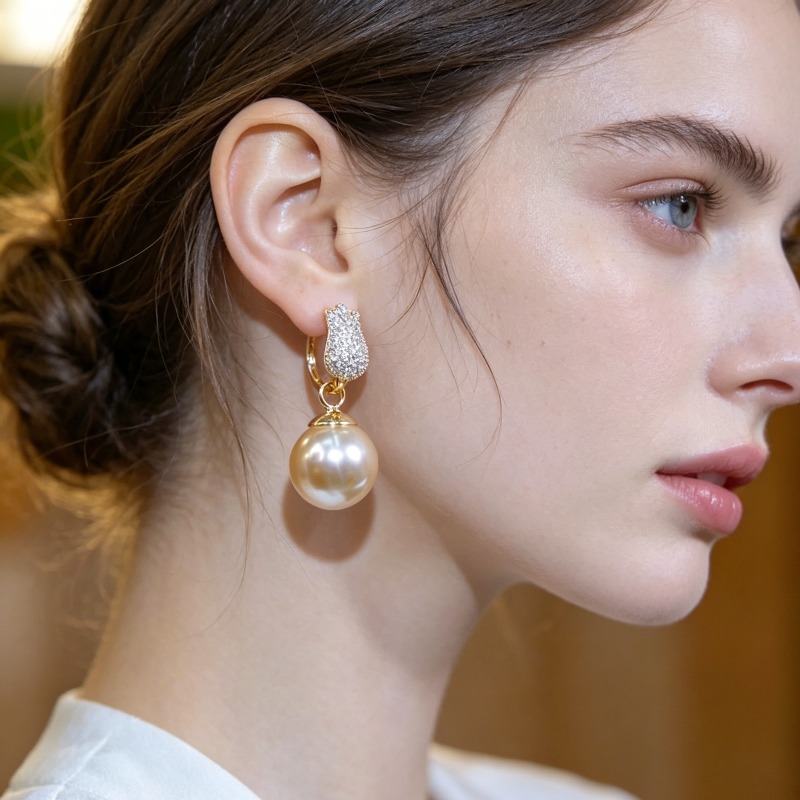 TEMU 1 Pair Water Drop Pearl Long Earrings, Gently Enhance Face Shape, Suitable For Evening Wear, Elegant Gift For Women's Mother's Day Romantic