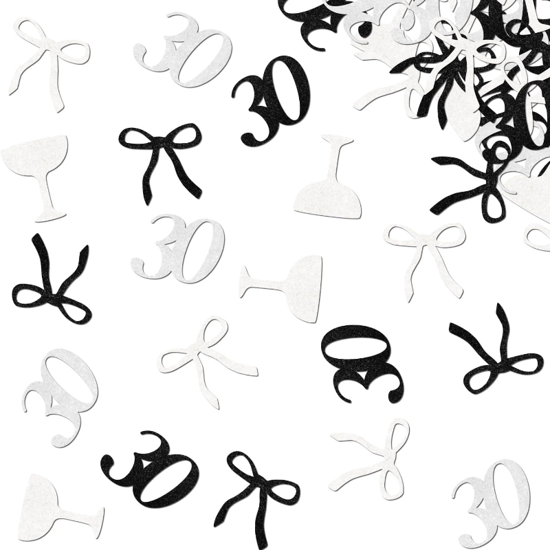 Image of Black Bow Confetti, Black Bow 30th Birthday Party Decorations Glitter Bow Tying Her Confetti Vintage Coquette Bow 30th Table Decoration For Woman Rip 20s Birthday Supplies(100pcs)