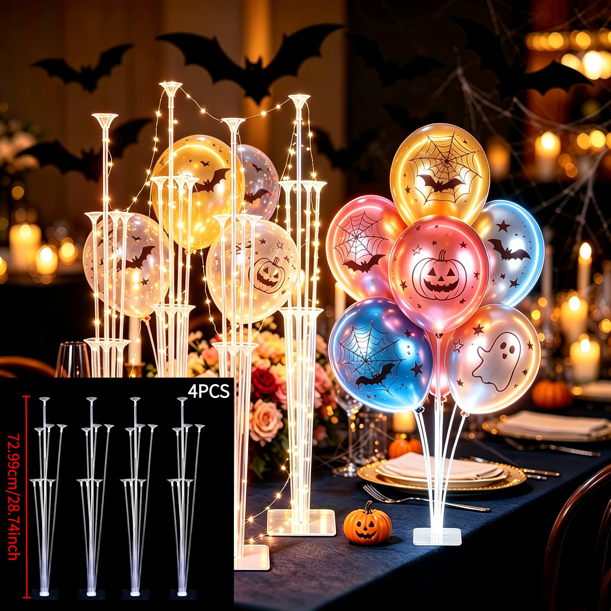TEMU 4pcs 7-head Tabletop Balloon Stand Set, Self-adhesive Floating Balloon Support Rods, Balloon Decorations, Suitable For Weddings, Birthdays,