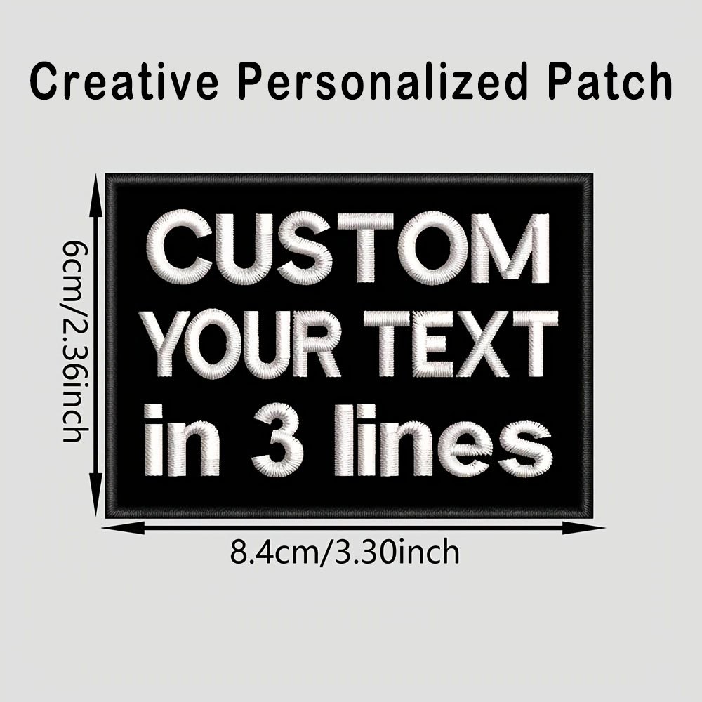 TEMU Patch brodé personnalisé à 3 , insigne à nom ou texte personnalisé, patch en tissu thermocollant et à coudre, appliqué durable et lavable pour