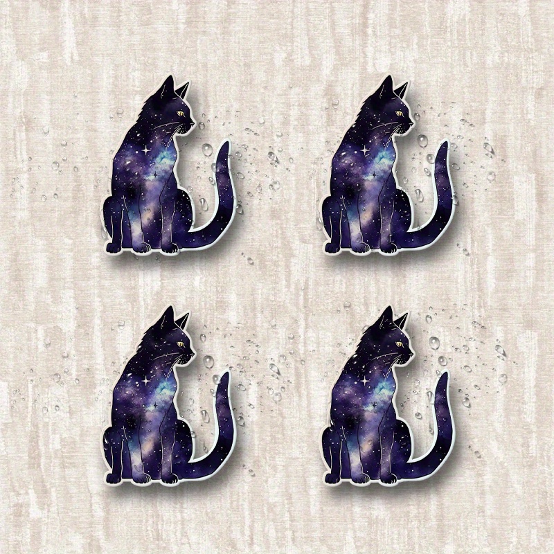 4pcs for galaxy Cat Stickers - Purple &  -Themed Kittens with Stars, Planets &   Design, Self-  Vinyl Decals for Bumpers, Windows, Laptops, Trucks,  , Water Bottles - Durable & Versatile, Cute Cat Stickers