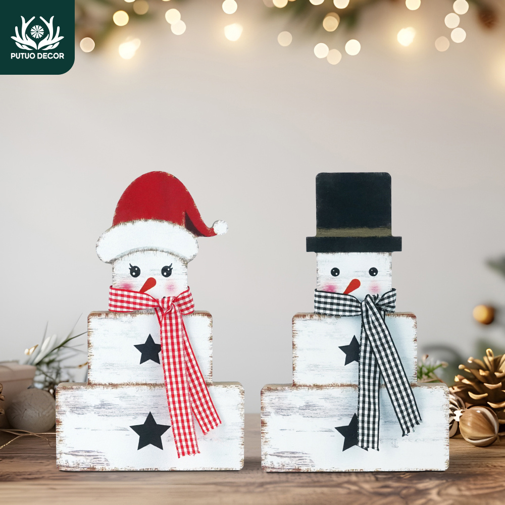 

2pcs Set Snowman Wooden Table Decor - Home, Farmhouse, Office, - Ideal Christmas Gift, Winter Decorations, Desktop Decoration, Fireplace Living Room, Coffee Shop