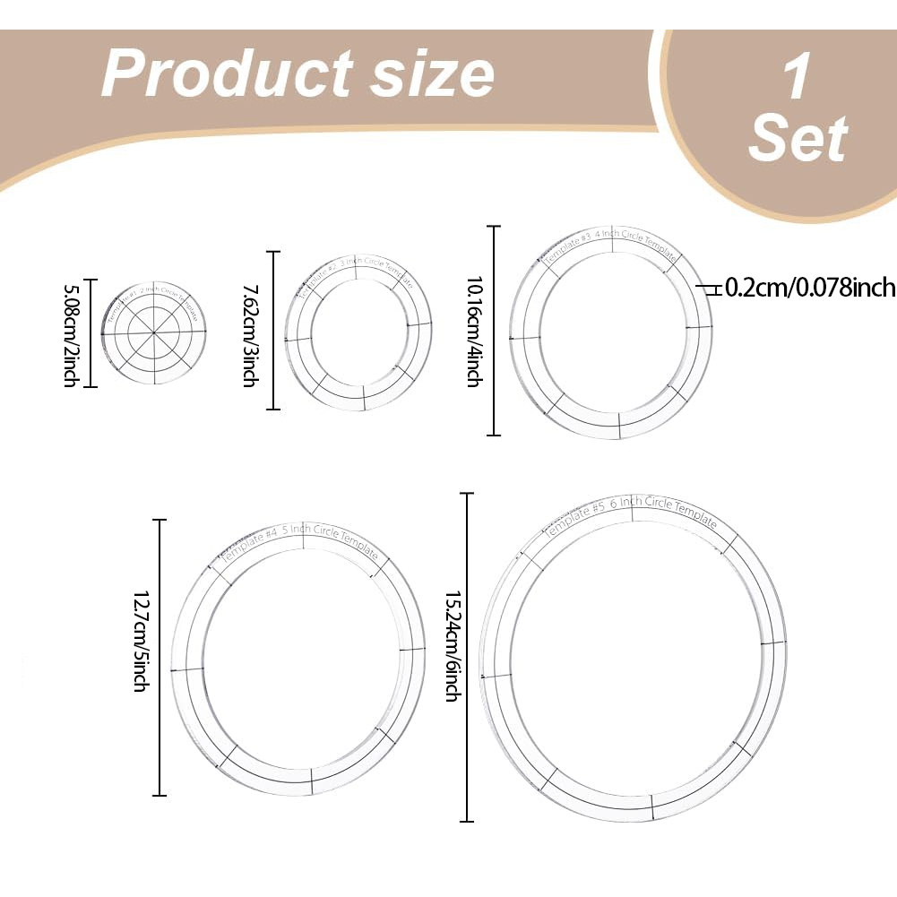 TEMU 5pcs/set Round Acrylic Quilting Templates 2-5 Inch Transparent Template Ruler Quilting Templates For Drawing Cutting Sewing Craft Board Clothing