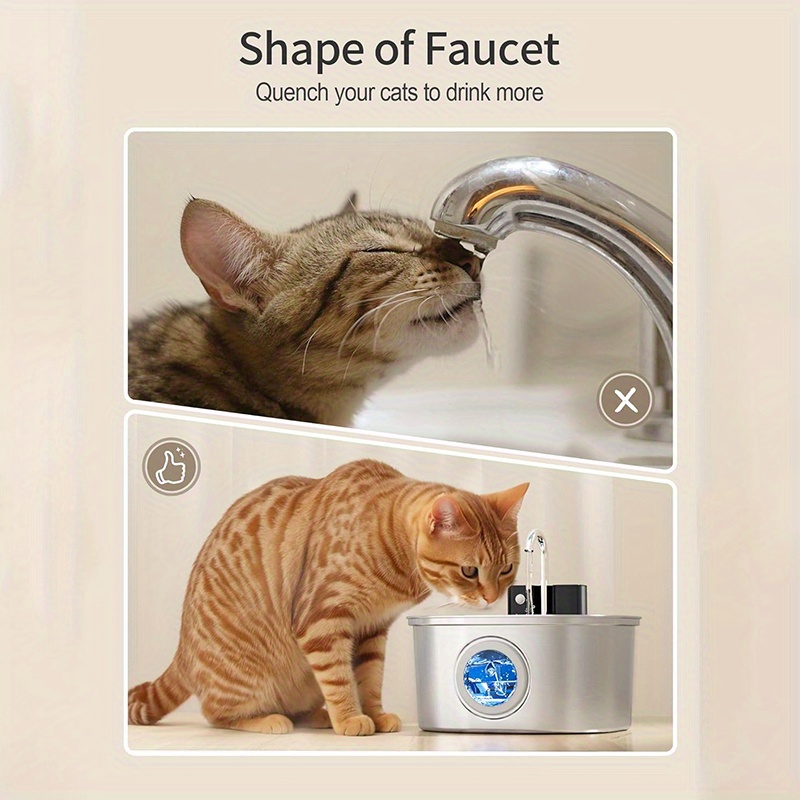 Fontaine à eau automatique en acier inoxydable de 108 oz/3,2 L - Fontaine à gravité pour chats et chiens avec distributeur d'eau coulante, alimentation par batterie/USB (IPX8), système d'eau à faible entretien pour grands animaux, tortues, oiseaux et aquariums