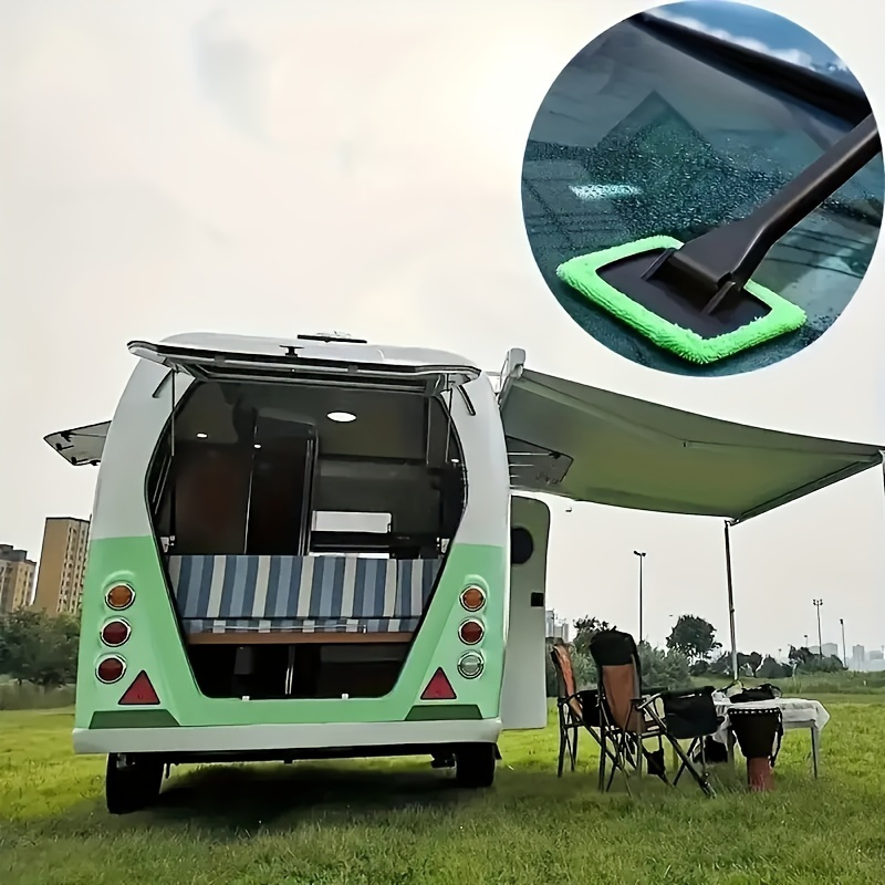 1 Car Windshield Cleaning Brush with 3 Reusable Pads - Suitable for Interior, Exterior, Household Glass, and General Car Glass Cleaning Tool