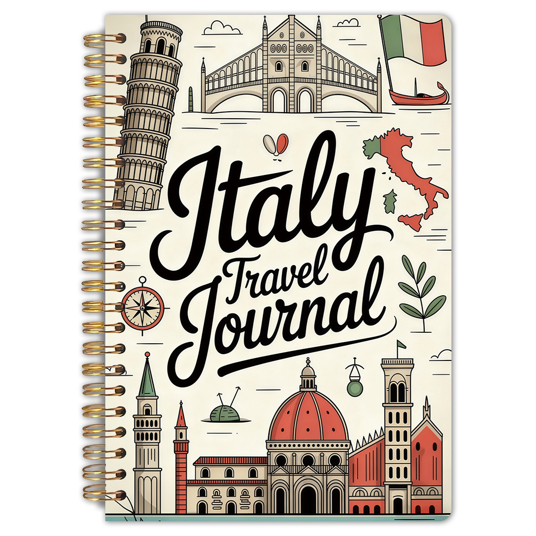 TEMU 1pc Italy Travel Journal - Notebook, 5.5x8.3 Inches, High Quality Lined Inner Pages, Vintage Italian Illustration Art, Gift For Travelers &