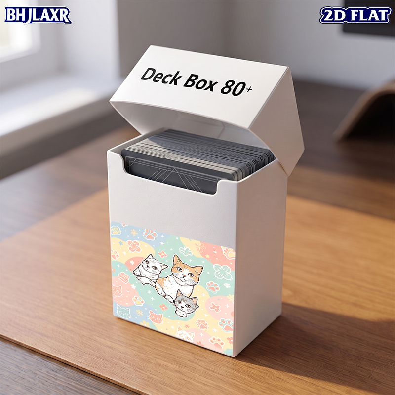 2D Flat Trading Card Storage Box with Cute Cat Pattern