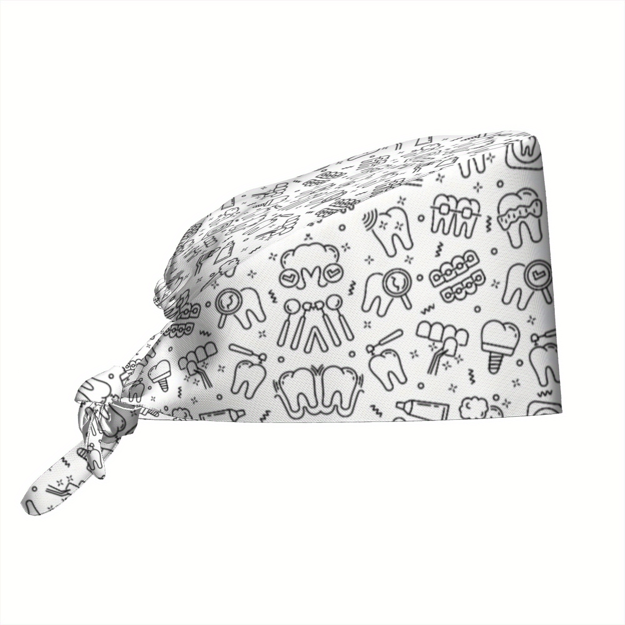 TEMU 1pc Of Printed Hats For Men And Women, Suitable For Chefs And Nurses, Festive Additions, Creative Headscarves, An Excellent Gift Option