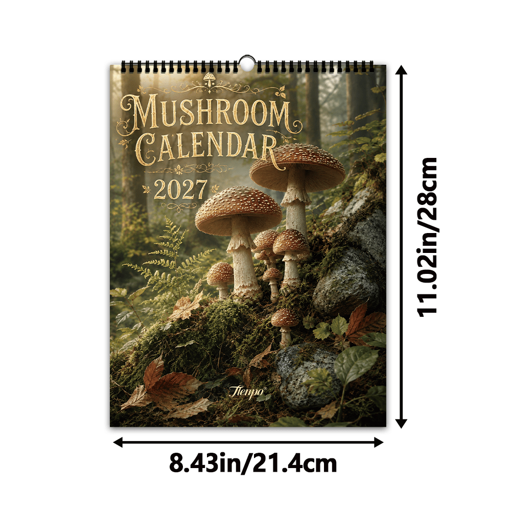 TEMU 1pc, , Oil Painting Wall Calendar | Forest-style Vintage Mushroom Wall Monthly Calendar | Pastoral Schedule Calendar, Suitable For