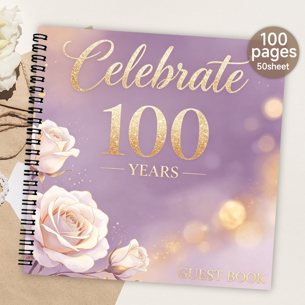 TEMU 1pc Spiral Guestbook, Blank Page Guest Book, Guest Message & Signature Book, Meaningful Gift & Souvenir Album For 100th Birthday Anniversary &
