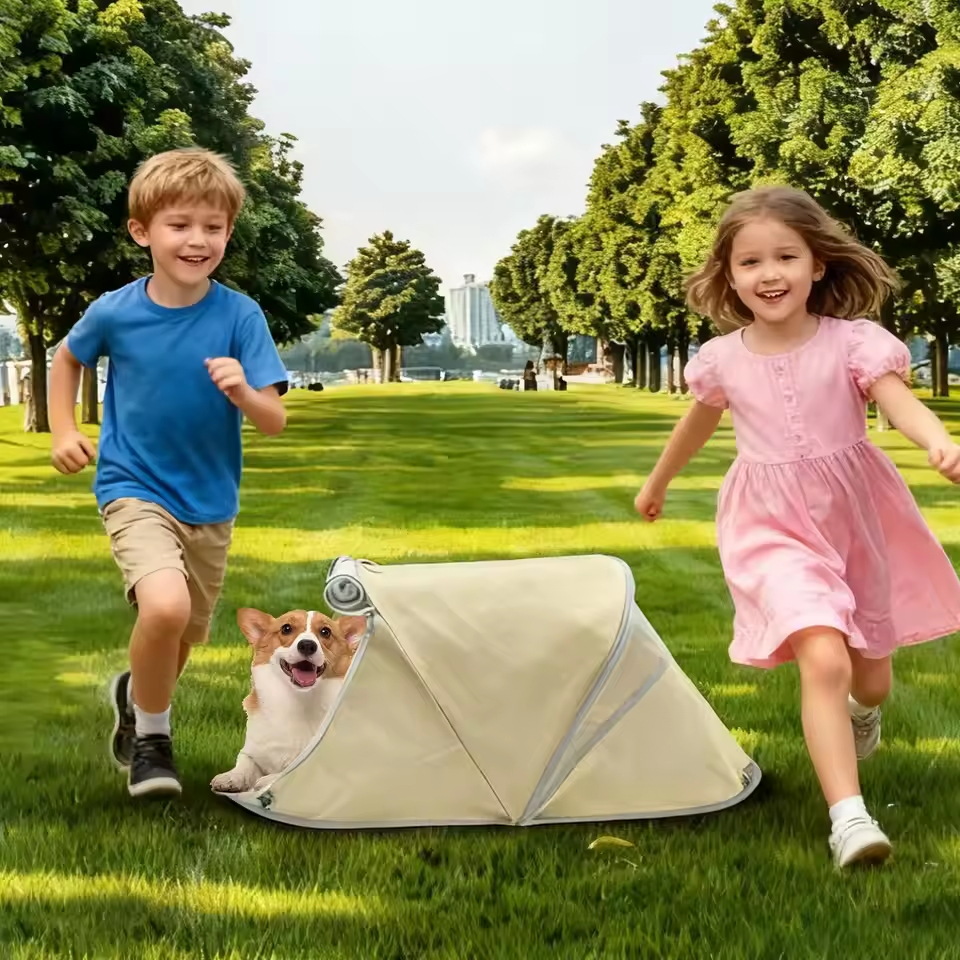 E-shop Faltbares Haustierzelt, geeignet für Katzen Hunde, mit atmungsaktivem, mückendichtem Netzdesign, Haustierbox für drinnen/draußen, geeignet für
