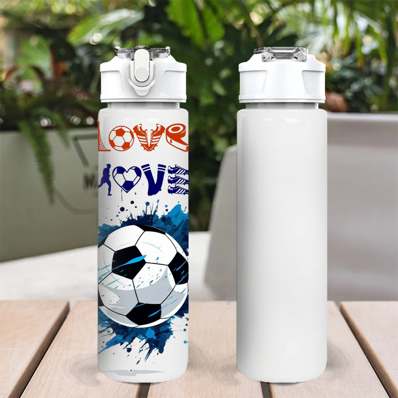 Gourde Pliable Trueliving Sport Football – 16 Fl Oz (473 Ml) – Blanche Avec Bouchon Flip